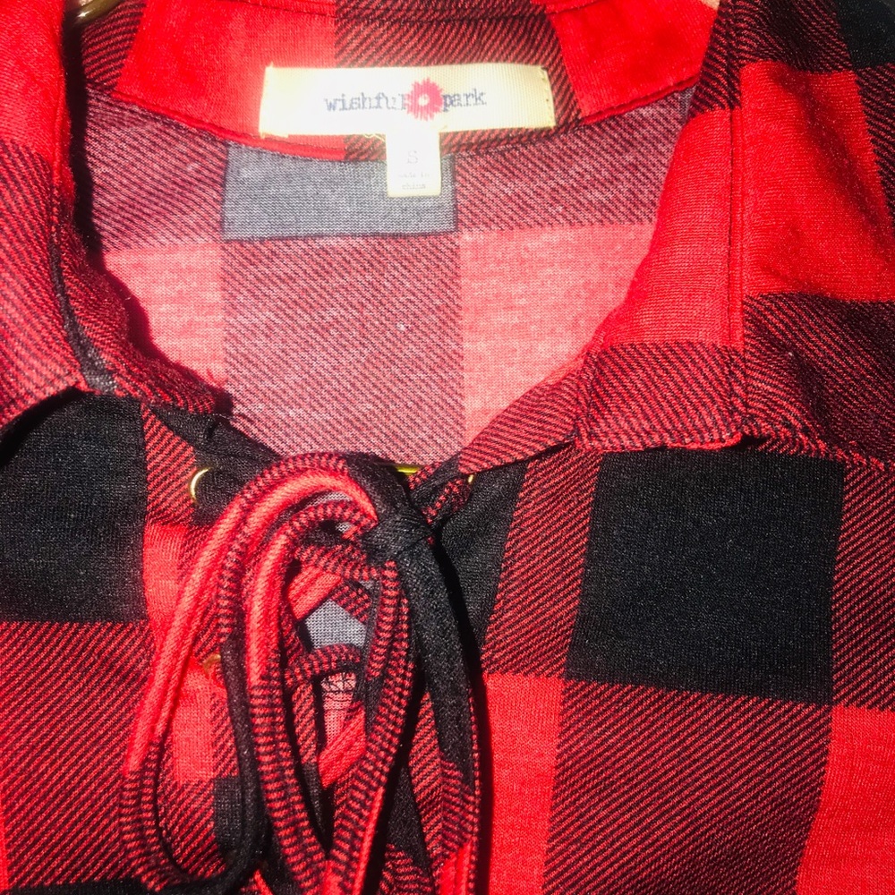 🔴⚫️ Wishful Park Plaid Women’s long Sleeve top S. - Picture 2 of 5